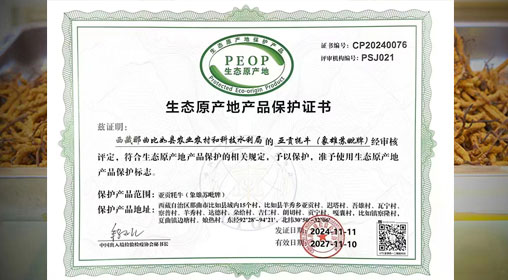 德耀娜秀 奮進比如║熱烈祝賀！比如縣“亞貢牦?！比脒x農業農村部全國名特優新農產品名錄